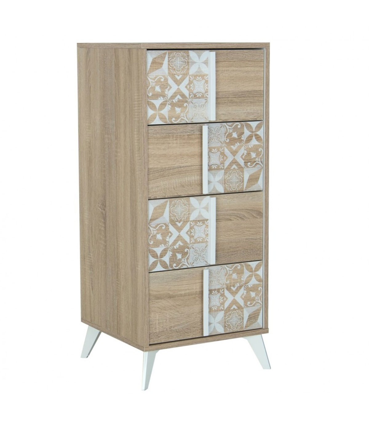 Chiffonnier 4 tiroirs avec motifs blanc (photo) Chiffonnier 4 tiroirs avec motifs blanc