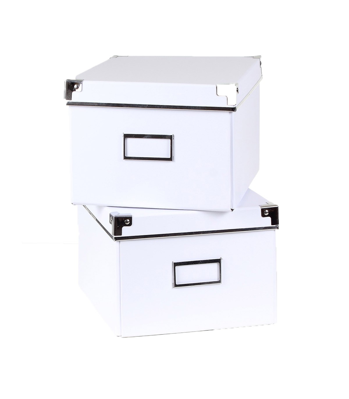 Lot de 2 boîtes de rangement carton blanches - L21xP26xH15 cm