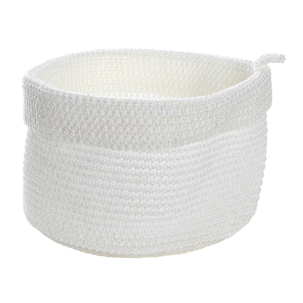 Panier rond maille crochet blanc H17cm x L20cm x l20cm (photo) Panier rond maille crochet blanc H17cm x L20cm x l20cm