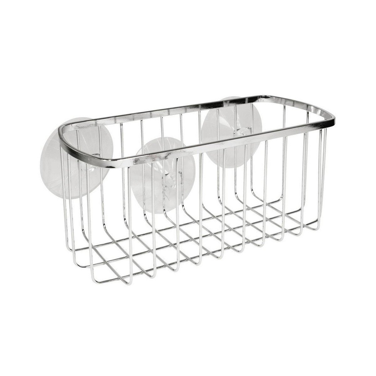 Panier rectangulaire de salle de bain avec ventouses - Argent Panier rectangulaire de salle de bain avec ventouses - Argent