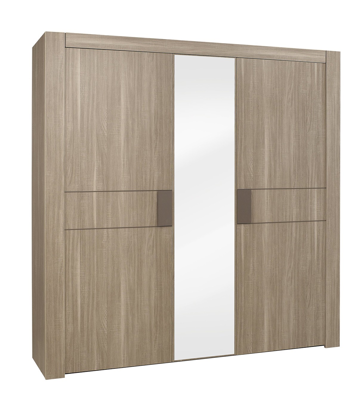 Armoire 3 portes avec miroir central - Marron
