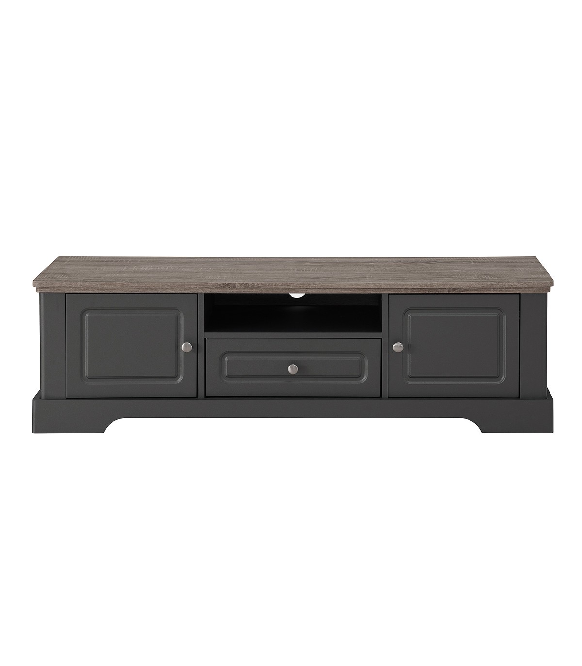 Meuble TV 2 portes 1 tiroir et 1 niche - Taupe Meuble TV 2 portes 1 tiroir et 1 niche - Taupe