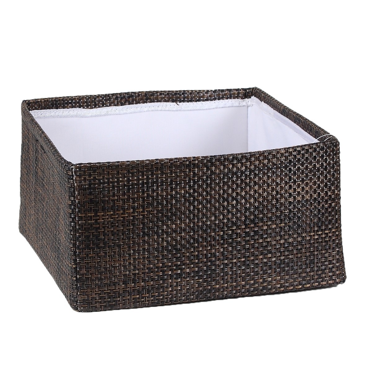 Panier tressé avec doublure tissu - 30 x 27 x H15cm - Marron (photo) Panier tressé avec doublure tissu - 30 x 27 x H15cm - Marron