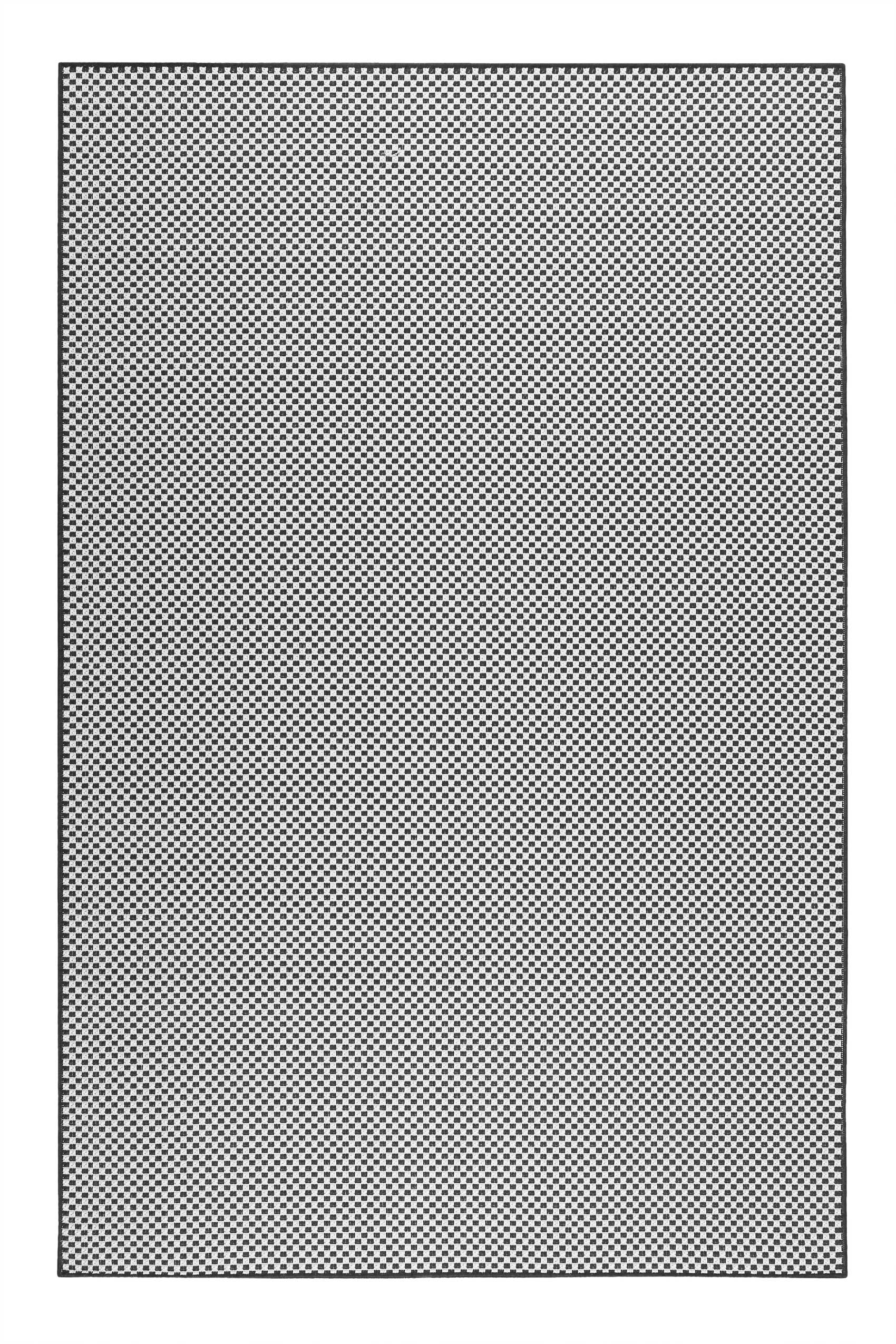 Tapis exterieur tissé plat motif damier blanc et noir 133x200