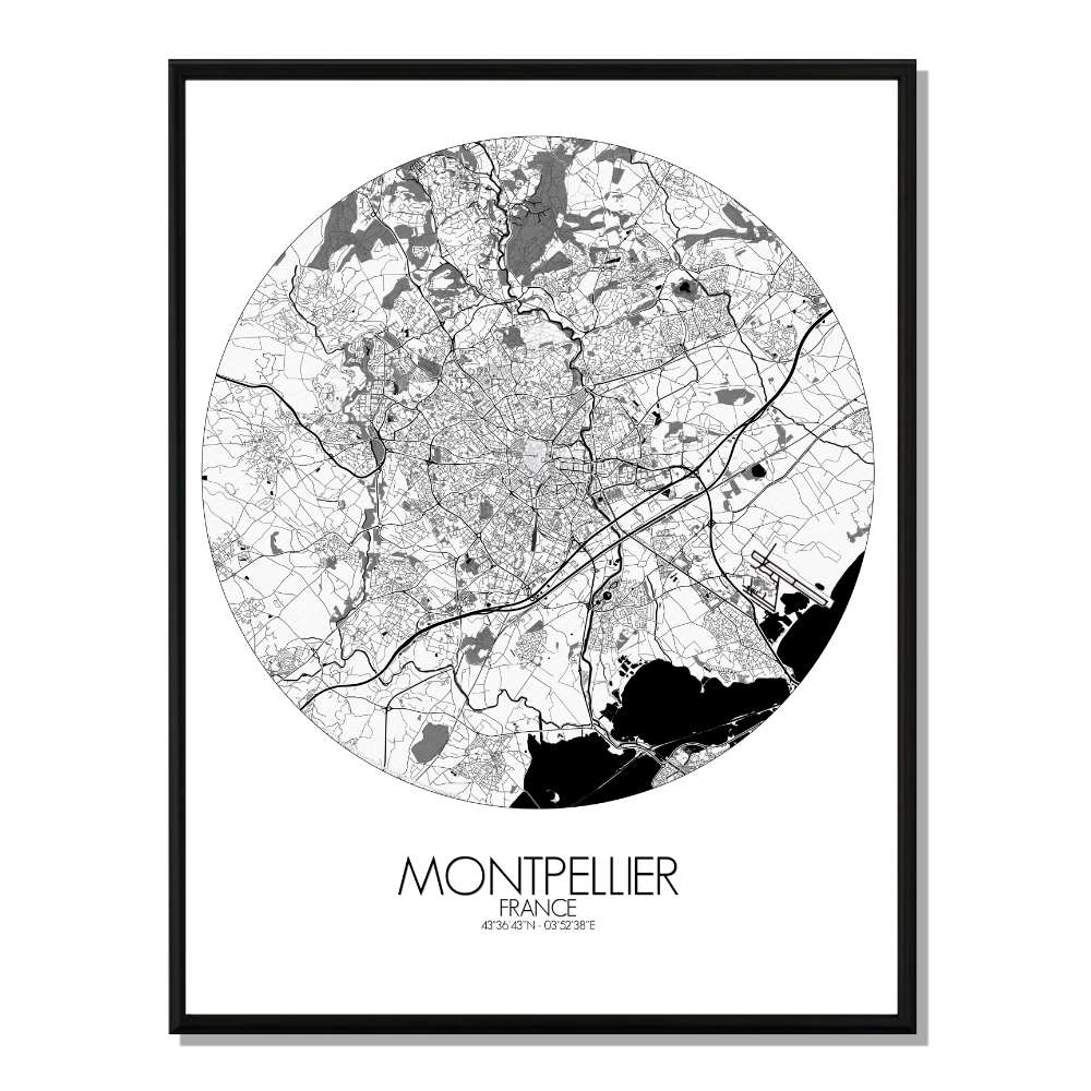MONTPELLIER - Carte Map Rond 40x50