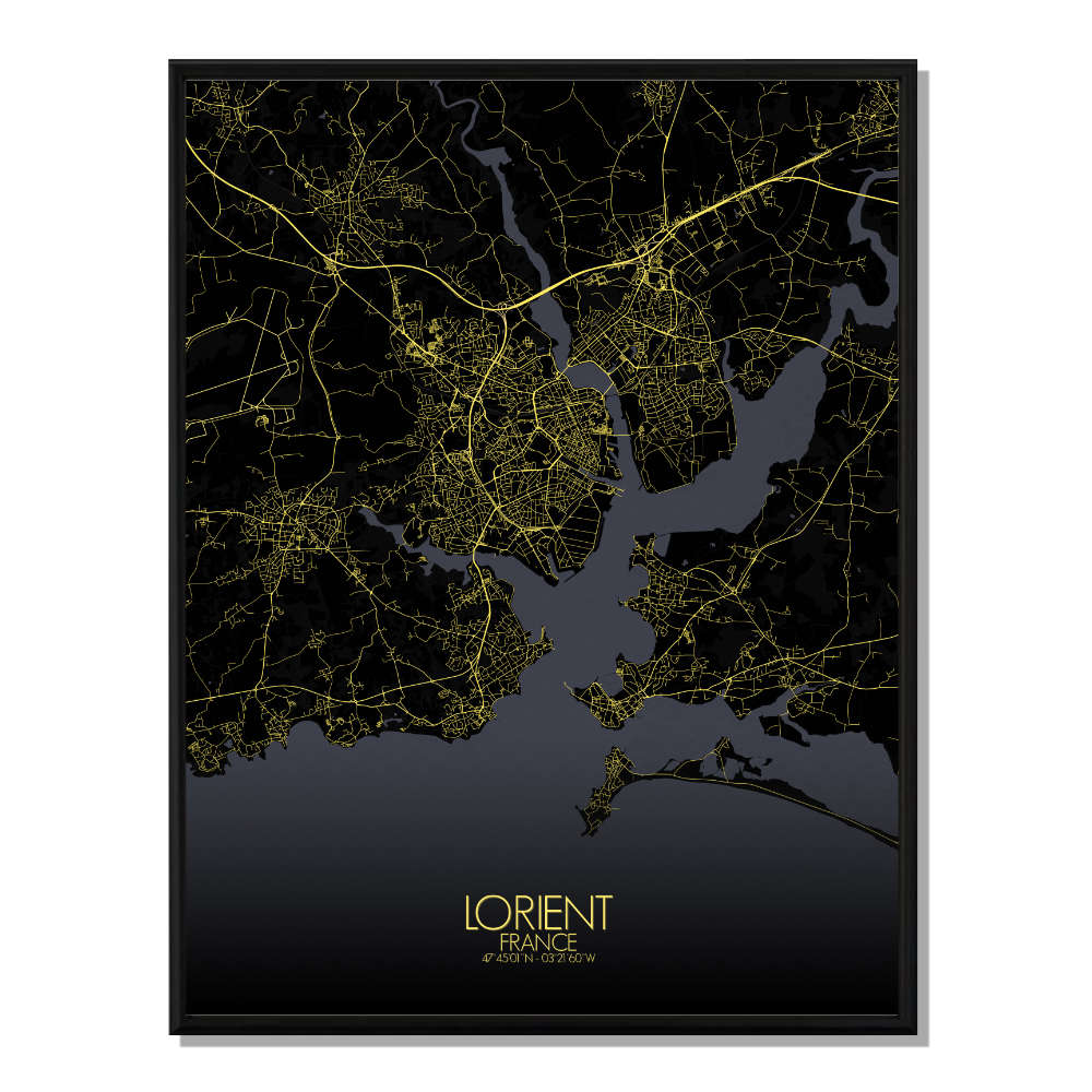 LORIENT - Carte City Map Nuit 40x50cm