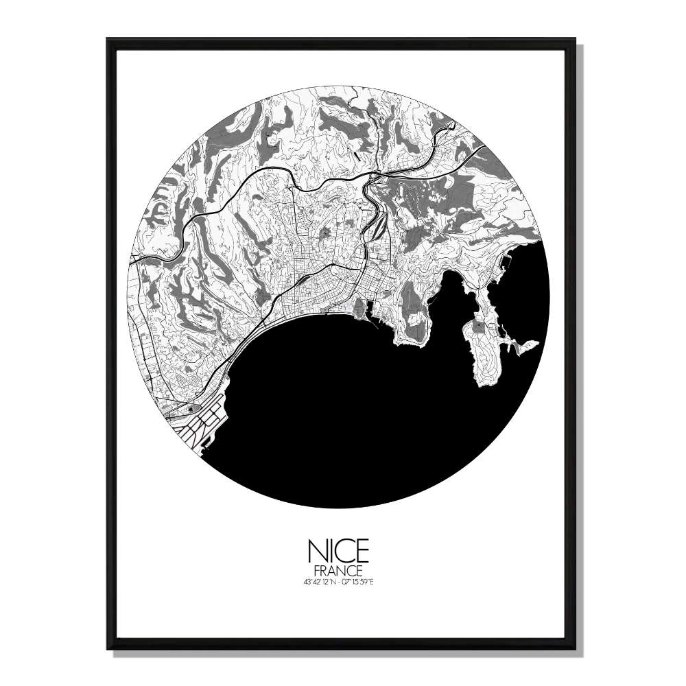 NICE - Carte City Map Rond 40x50cm NICE - Carte City Map Rond 40x50cm