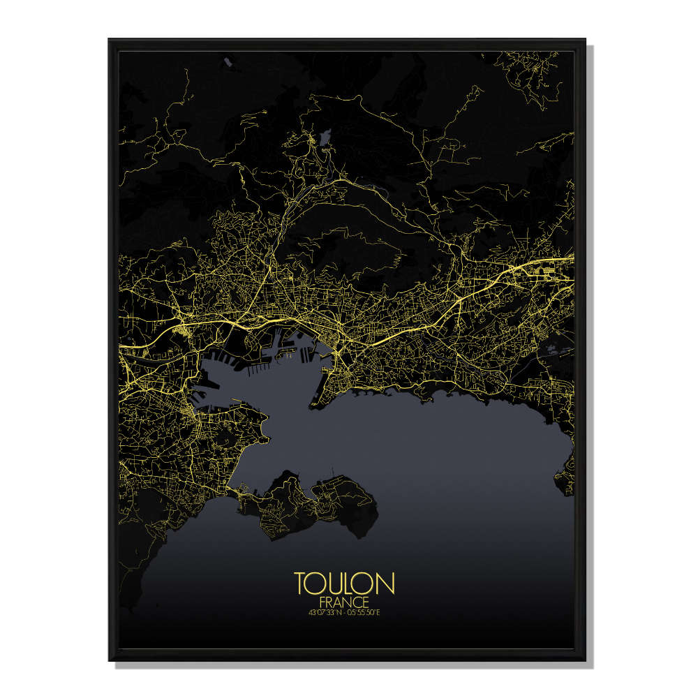 TOULON - Carte City Map Nuit 40x50cm