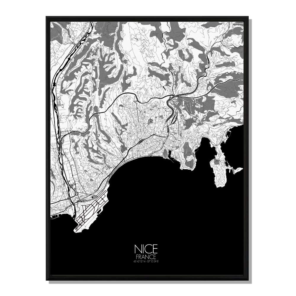 NICE - Carte City Map N&B 40x50cm NICE - Carte City Map N&B 40x50cm