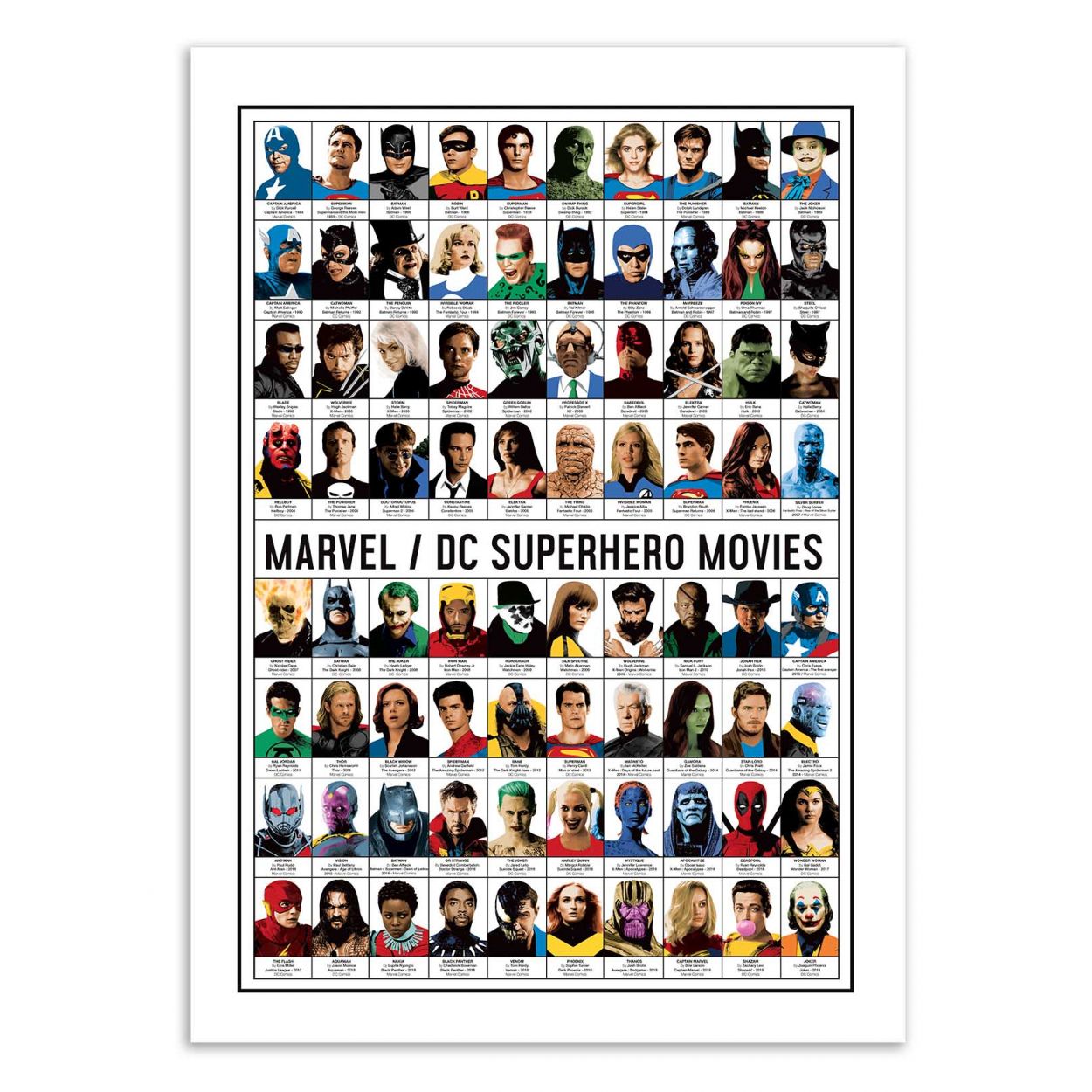 MARVEL AND DC SUPERHERO MOVIES - Affiche d'art 50 x 70 cm MARVEL AND DC SUPERHERO MOVIES - Affiche d'art 50 x 70 cm