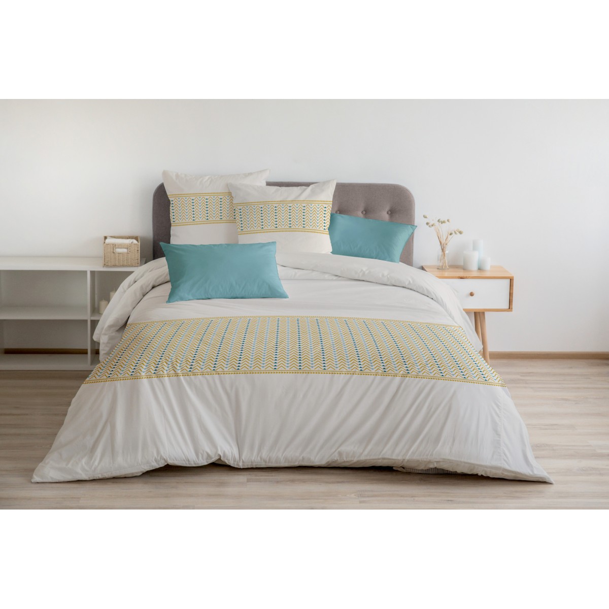 Parure de Couette 100% Coton Beige 220x240cm