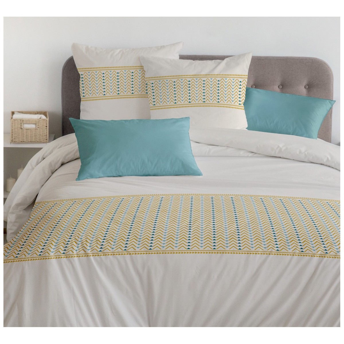 Parure de Couette 100% Coton Beige 240x260cm