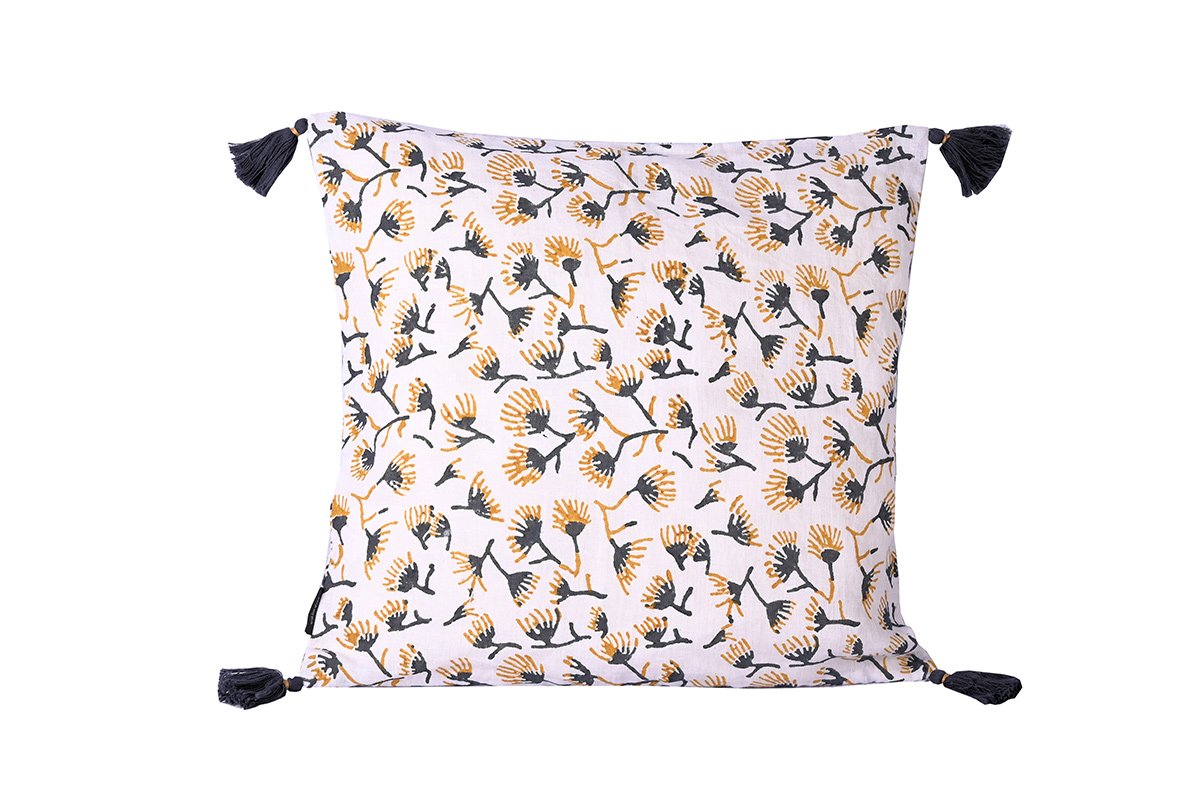 Housse de coussin en lin blanc imprimé 40x40 cm Housse de coussin en lin blanc imprimé 40x40 cm