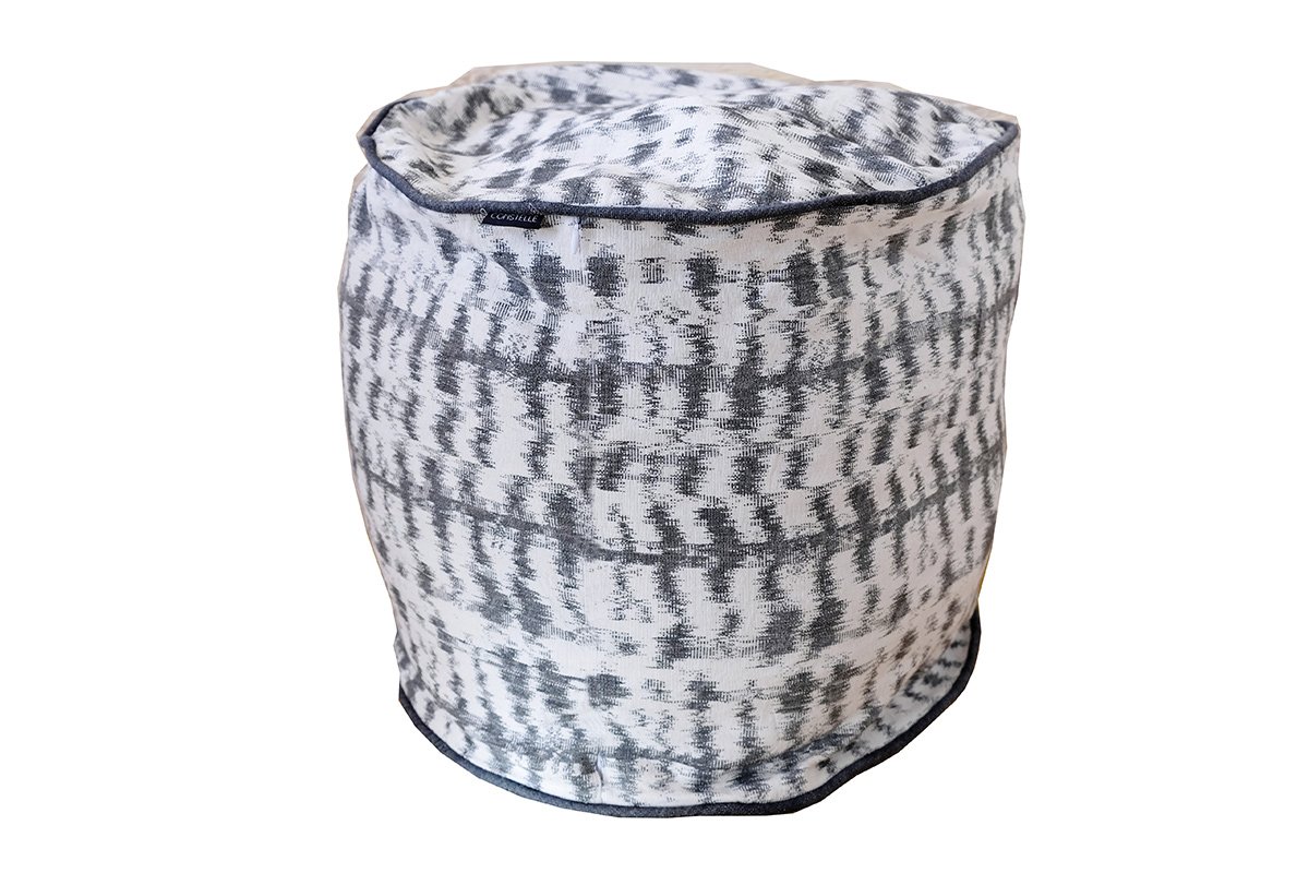 Pouf en coton tissé gris 38x33 cm (photo) Pouf en coton tissé gris 38x33 cm