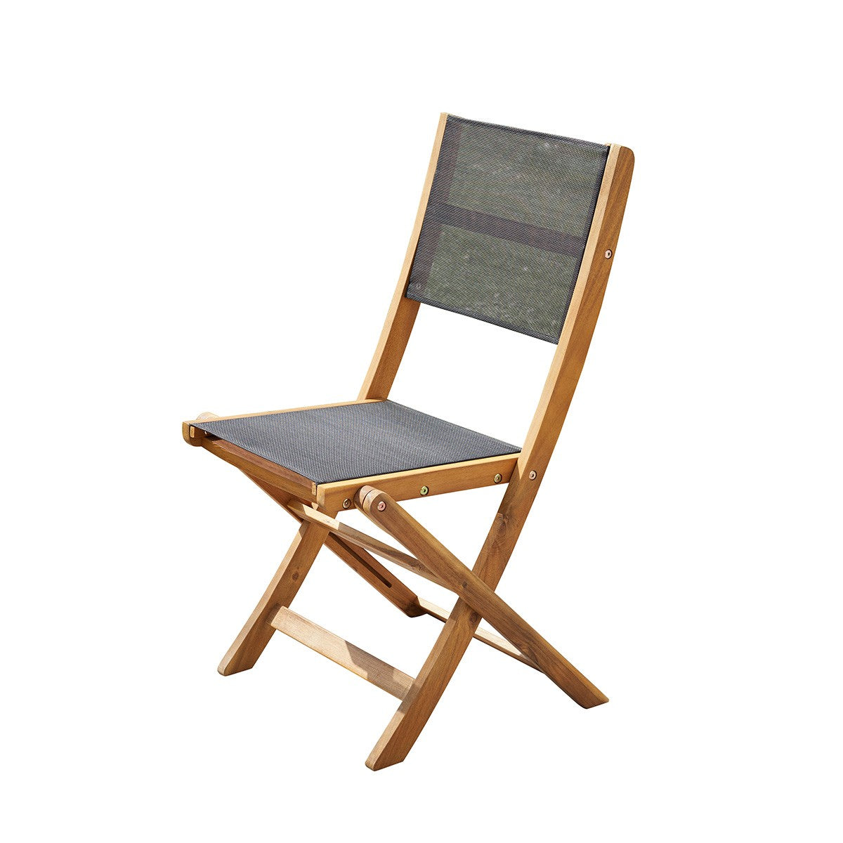 Chaise pliante en acacia et textilène noir
