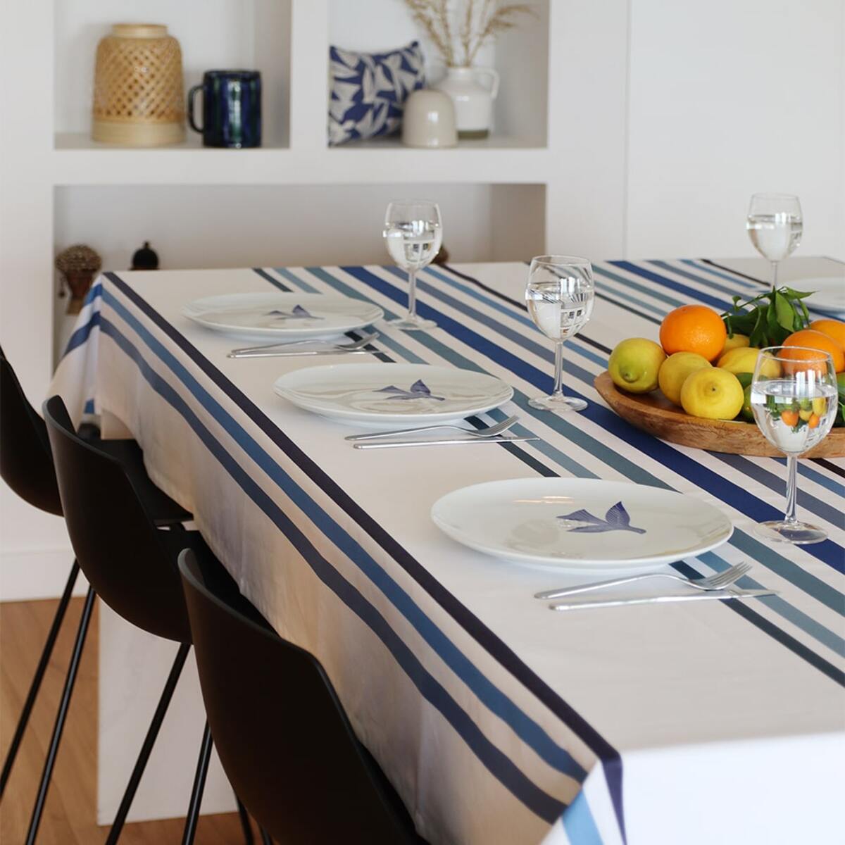Nappe enduite bleu 160x30 Nappe enduite bleu 160x30