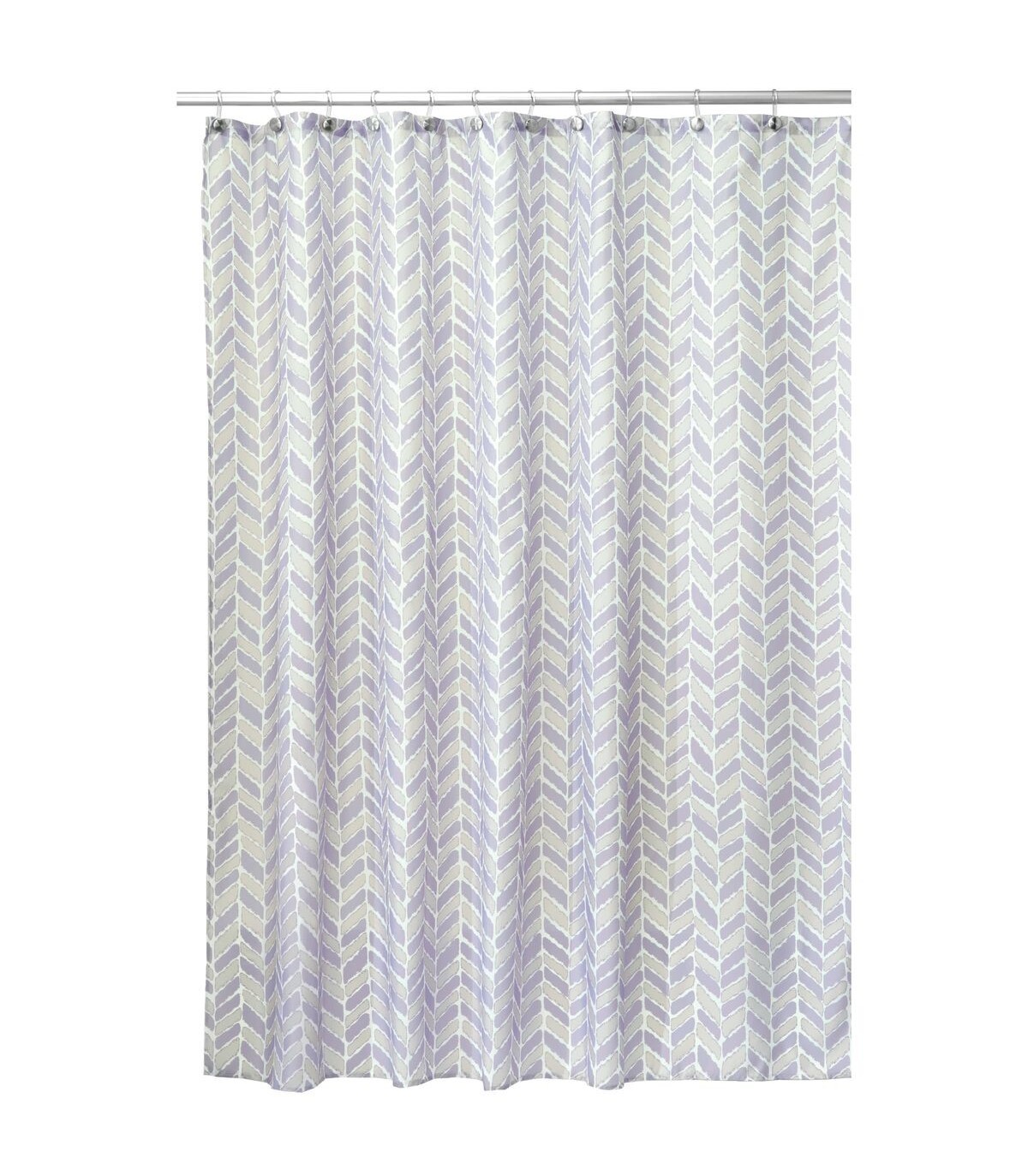 Rideau de douche avec motifs - Taupe et lavande - 183 x 2.3 x H183 cm Rideau de douche avec motifs - Taupe et lavande - 183 x 2.3 x H183 cm