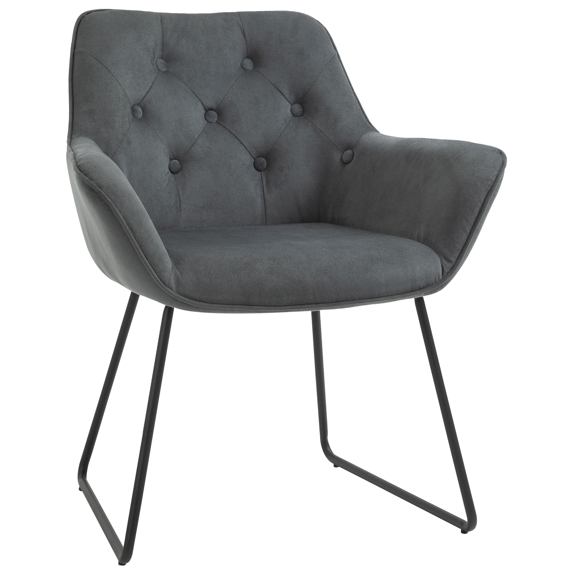 Chaise design contemporain métal noir velours gris (photo) Chaise design contemporain métal noir velours gris