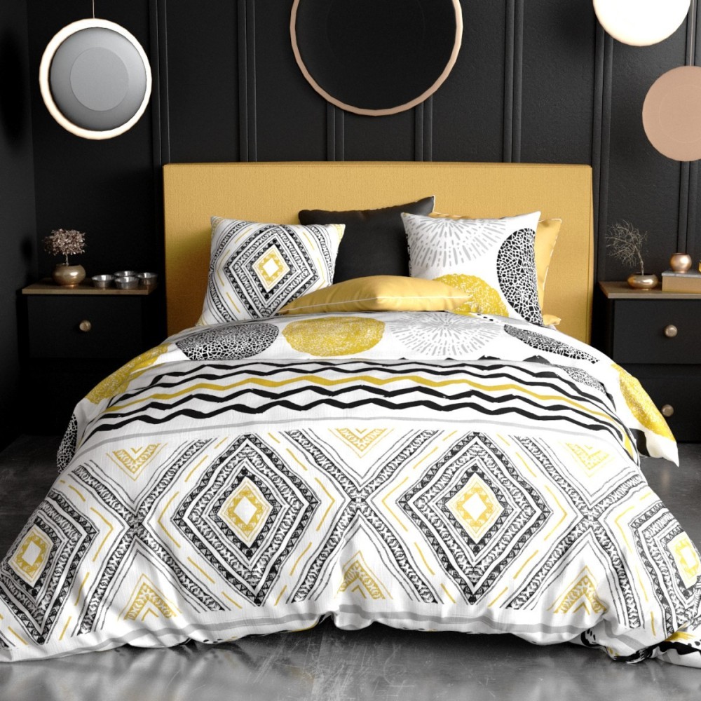 Parure de housse de couette coton noir 220x240 cm