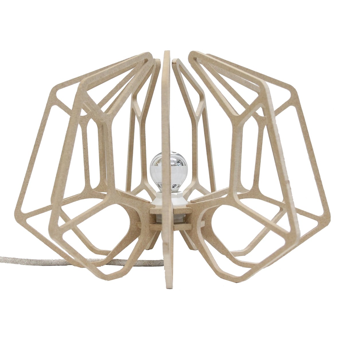 Lampe à poser bois design beige clair H25cm Lampe à poser bois design beige clair H25cm