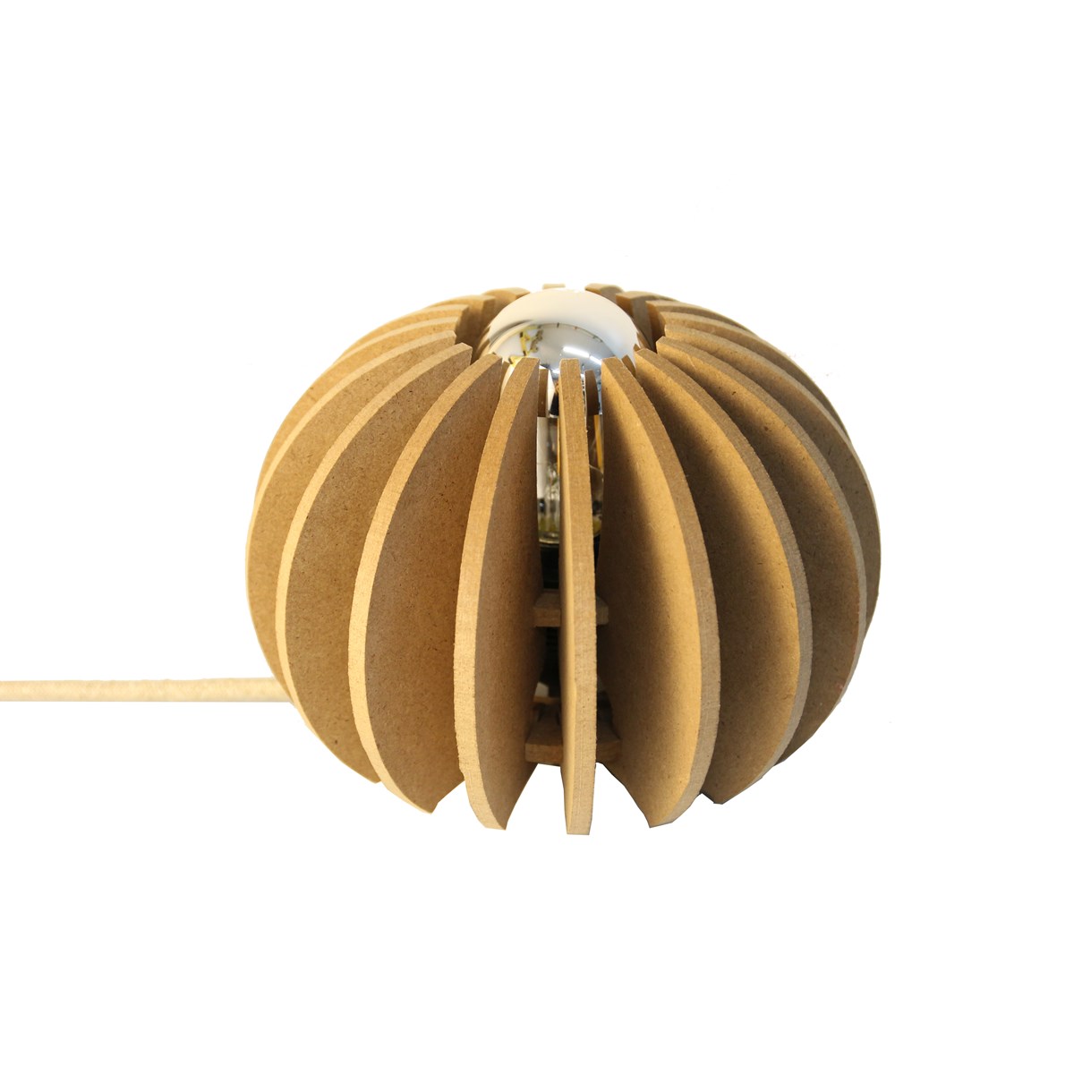 Lampe à poser bois boule beige foncé D20cm Lampe à poser bois boule beige foncé D20cm