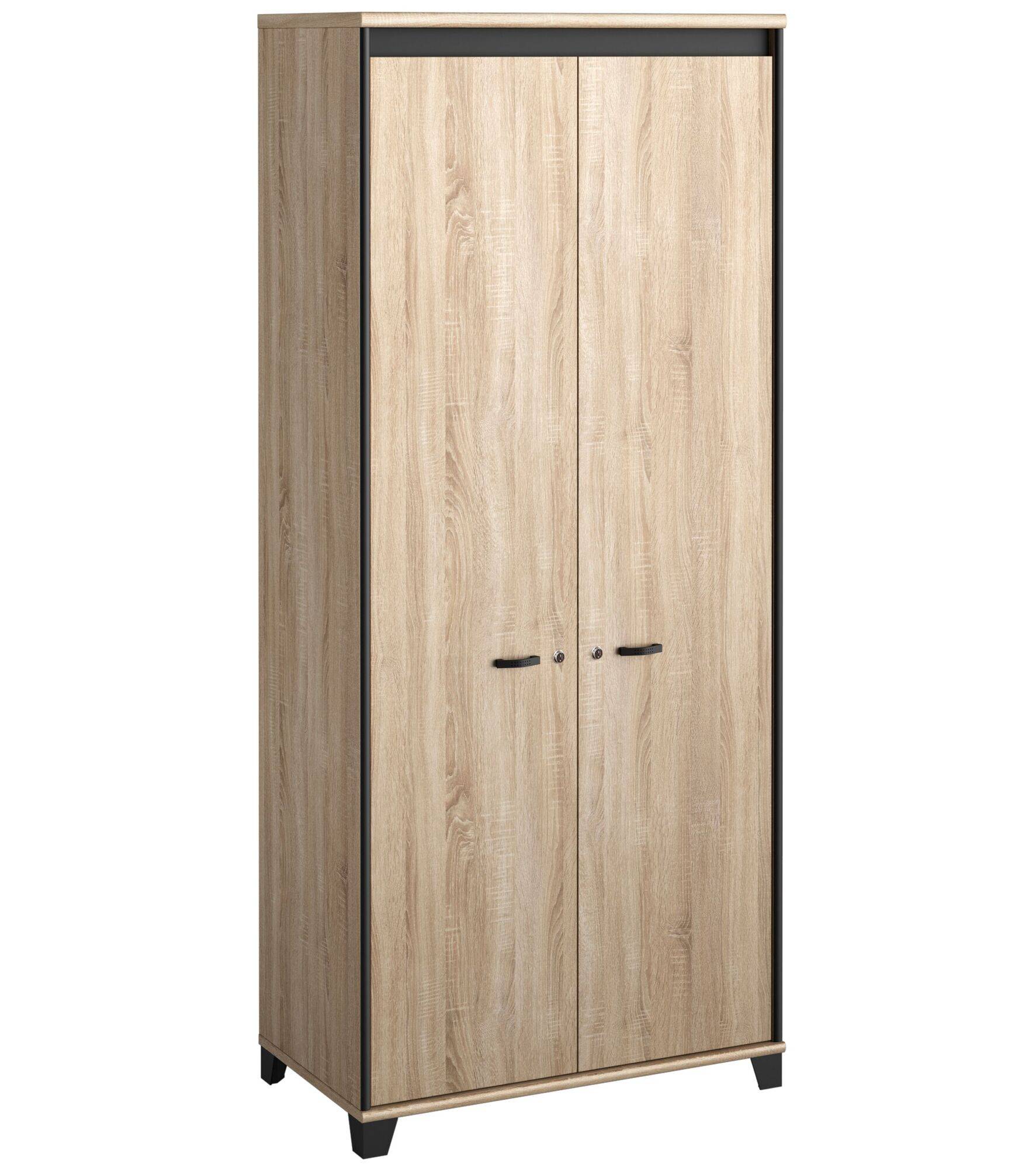 Armoire 2 portes avec serrure - Marron clair (photo) Armoire 2 portes avec serrure - Marron clair