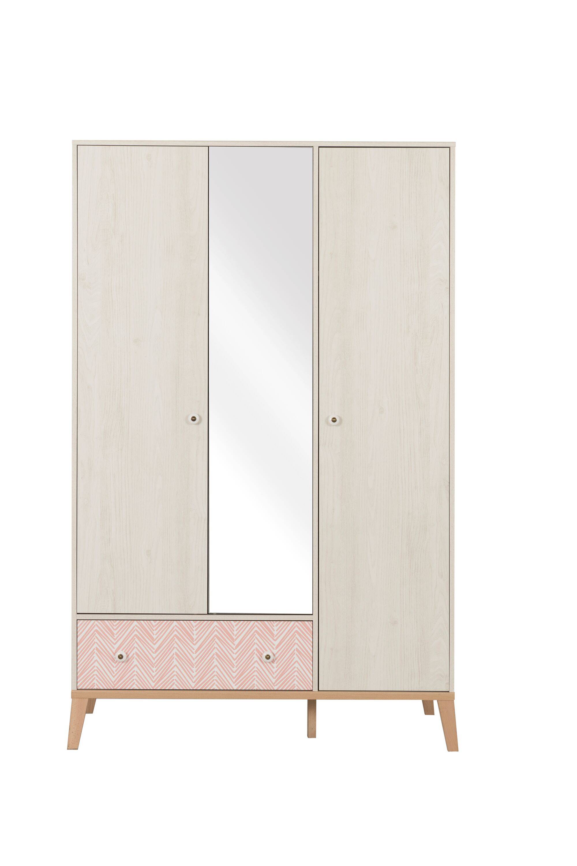 Armoire 3 portes avec miroir et 1 tiroir - Beige Armoire 3 portes avec miroir et 1 tiroir - Beige