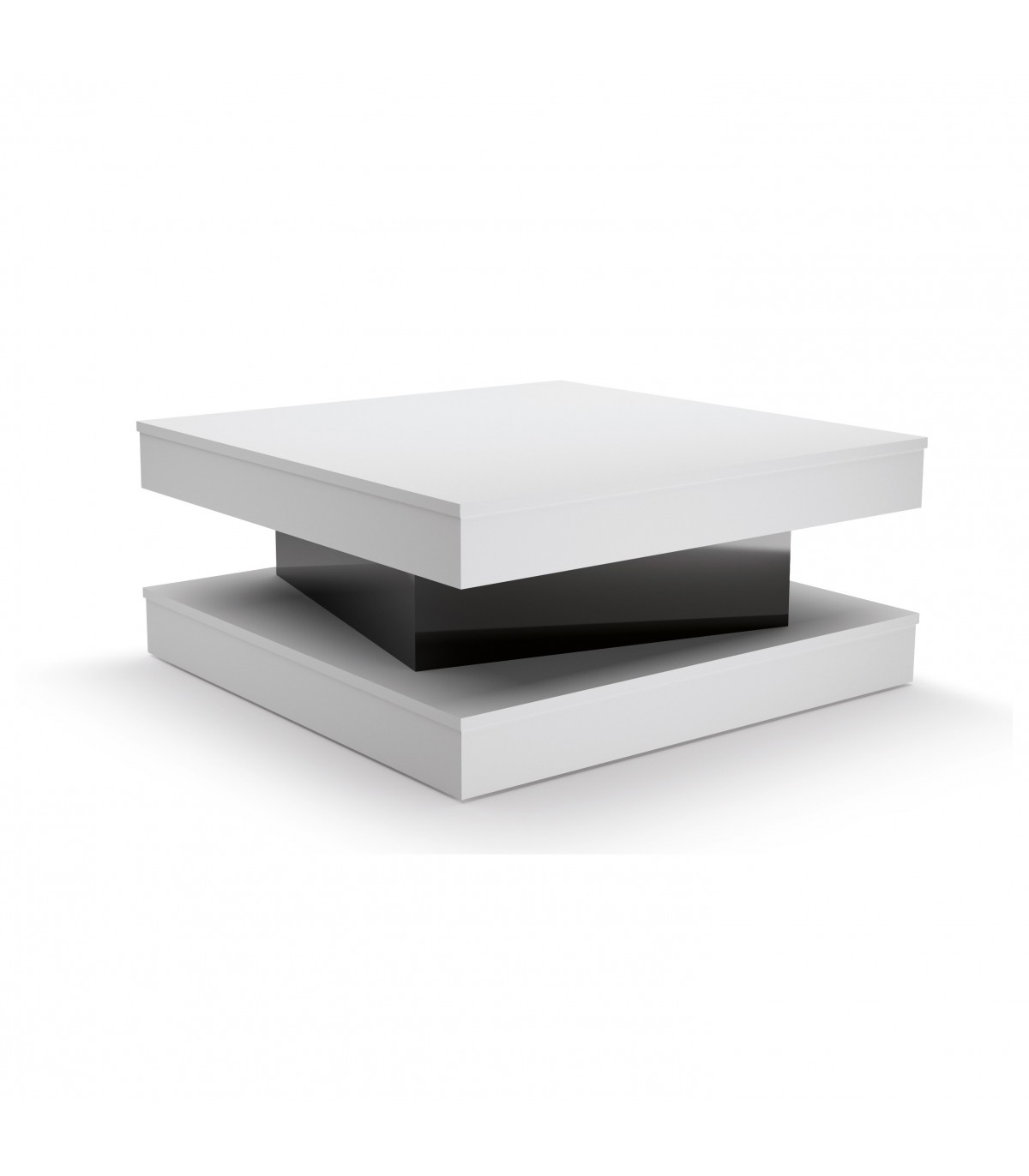 Table basse avec tiroir coulissant - Blanc et noir