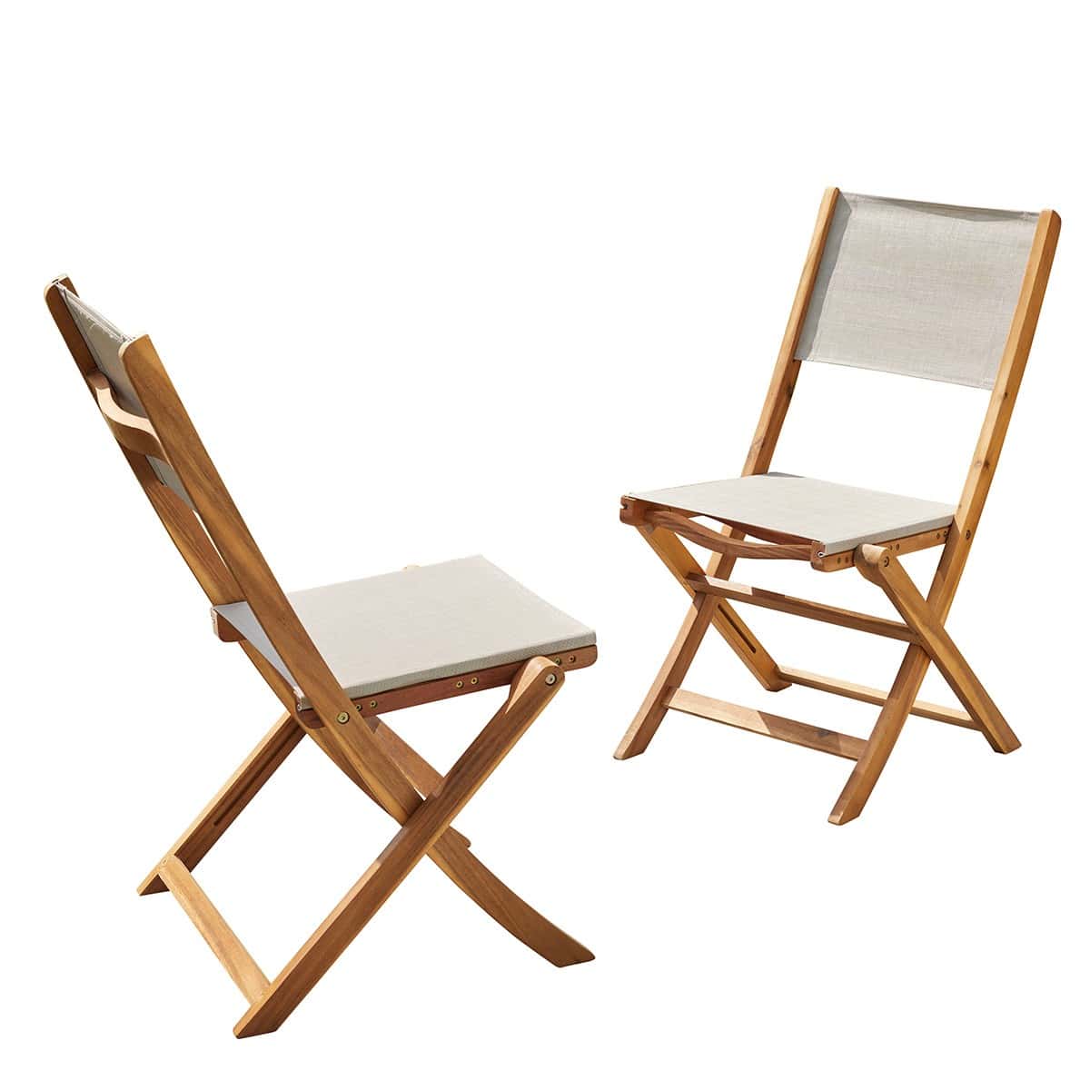 2 chaises de jardin en acacia massif FSC