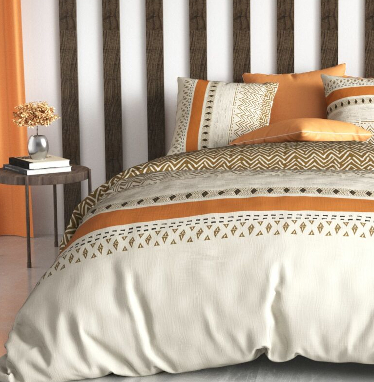 Parure de housse de couette coton beige 200x200 cm