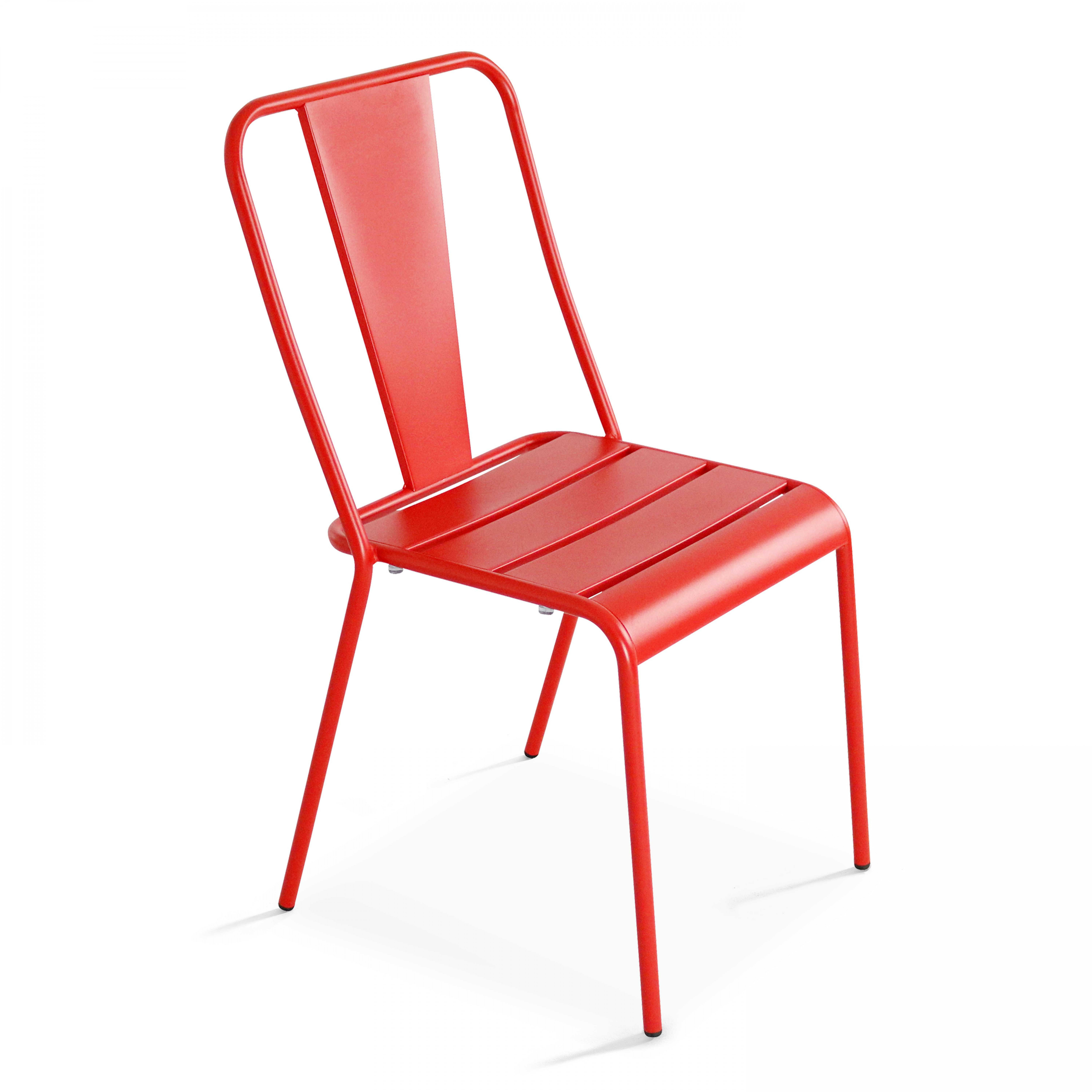 Chaise de jardin bistrot 1 place en acier rouge (photo) Chaise de jardin bistrot 1 place en acier rouge