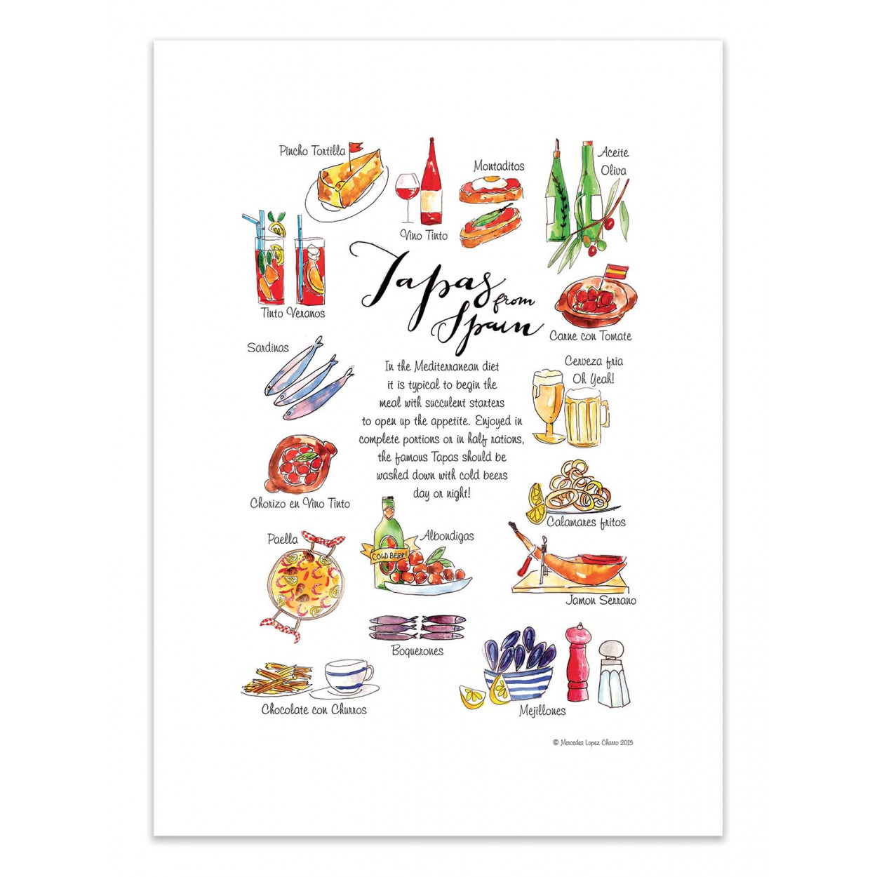 TAPAS FROM SPAIN - MERCEDES LOPEZ CHARRO - Affiche d'art 50 x 70 cm TAPAS FROM SPAIN - MERCEDES LOPEZ CHARRO - Affiche d'art 50 x 70 cm