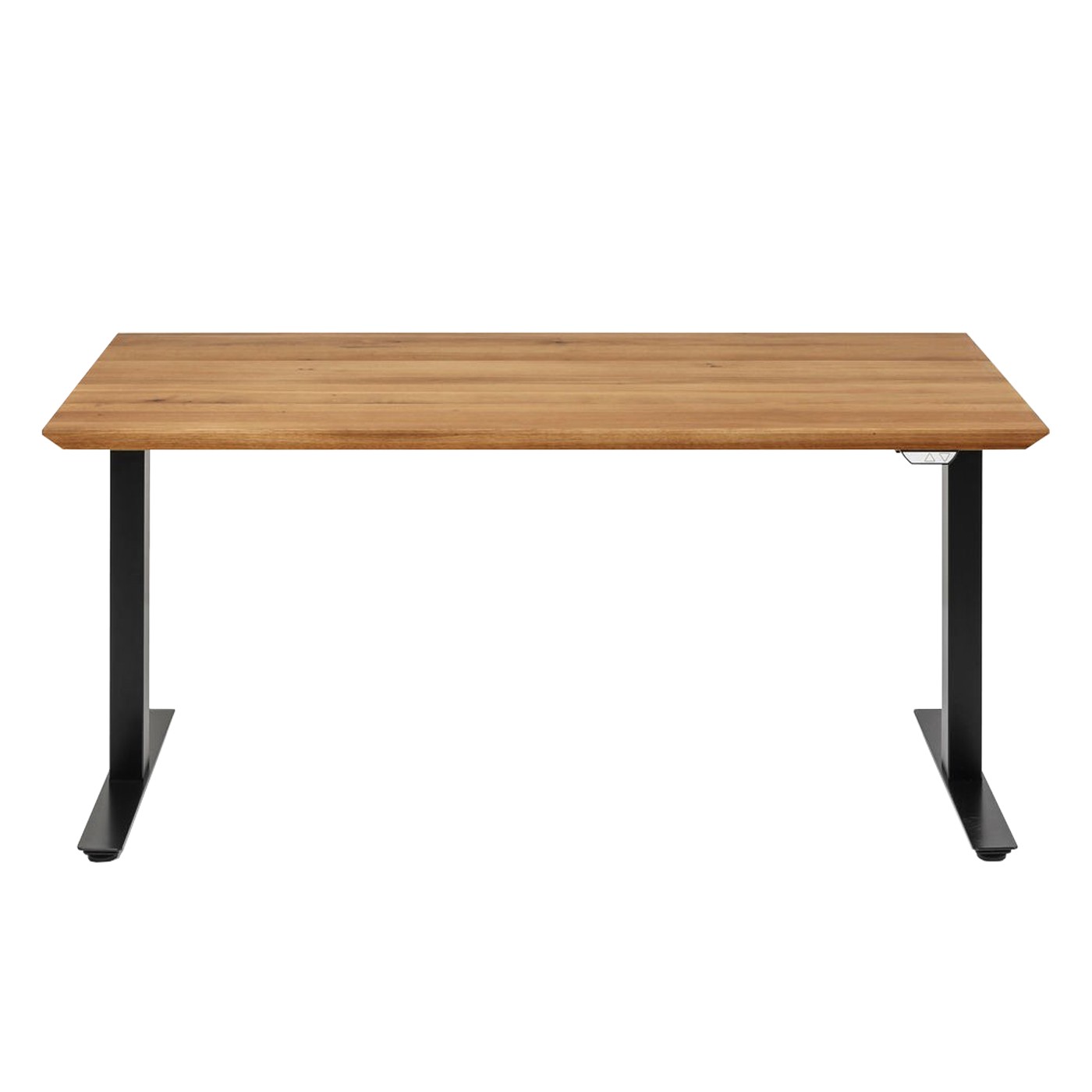 Bureau réglable assis-debout en chêne et acier noir L160