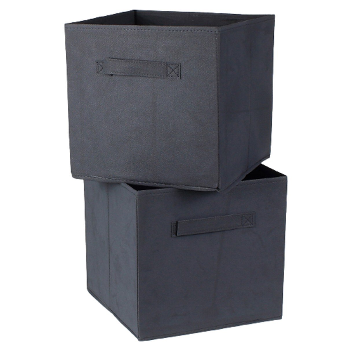 Cube de rangement intissé 28 cm - Lot de 2 - Gris (photo) Cube de rangement intissé 28 cm - Lot de 2 - Gris