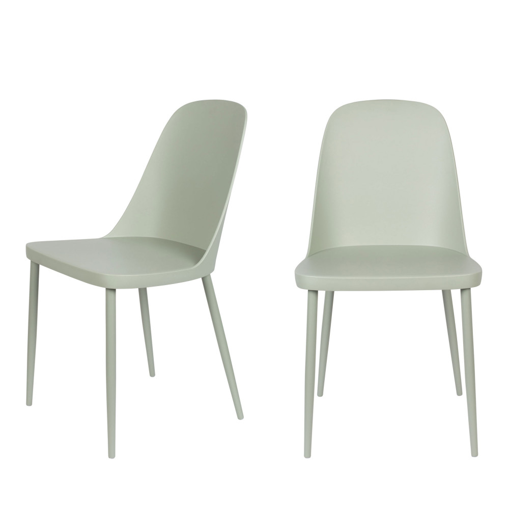 2 chaises en résine et métal vert d'eau 2 chaises en résine et métal vert d'eau