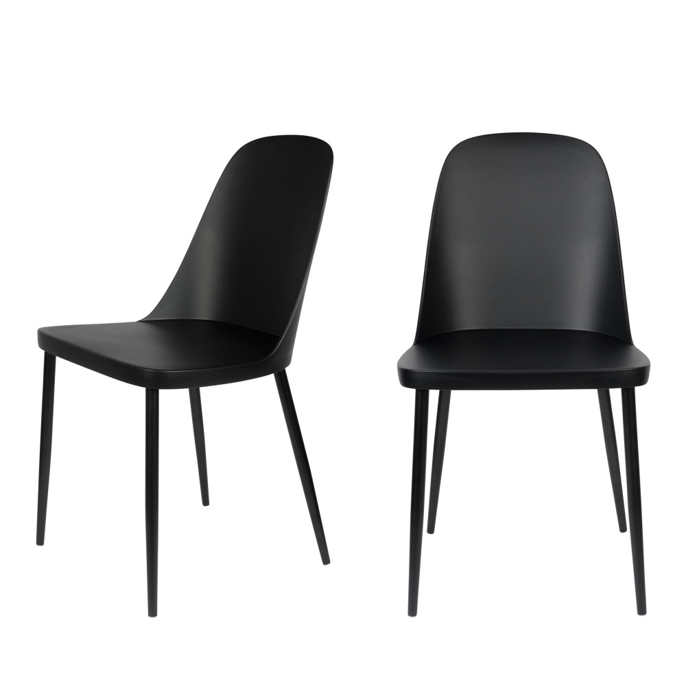 2 chaises en résine et métal noir 2 chaises en résine et métal noir