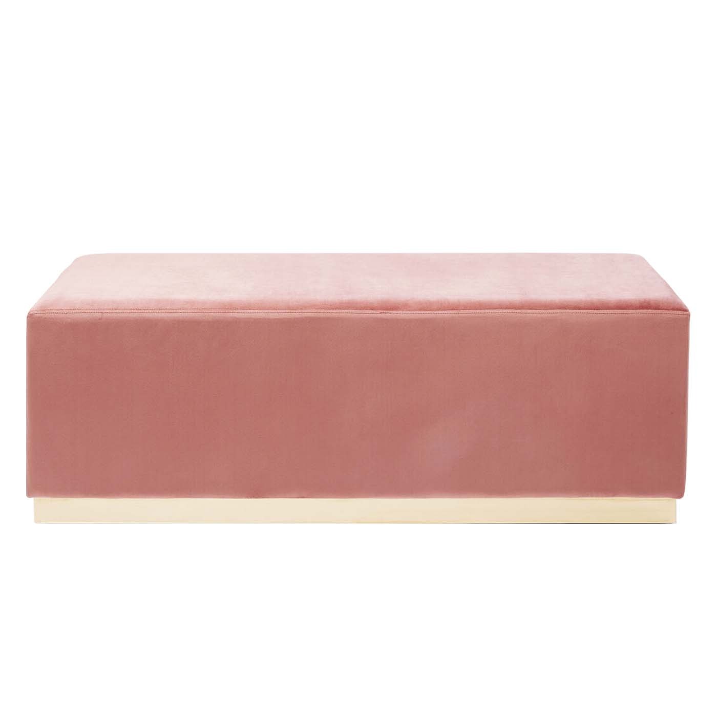Banc 2 places velours rose et acier doré (photo) Banc 2 places velours rose et acier doré