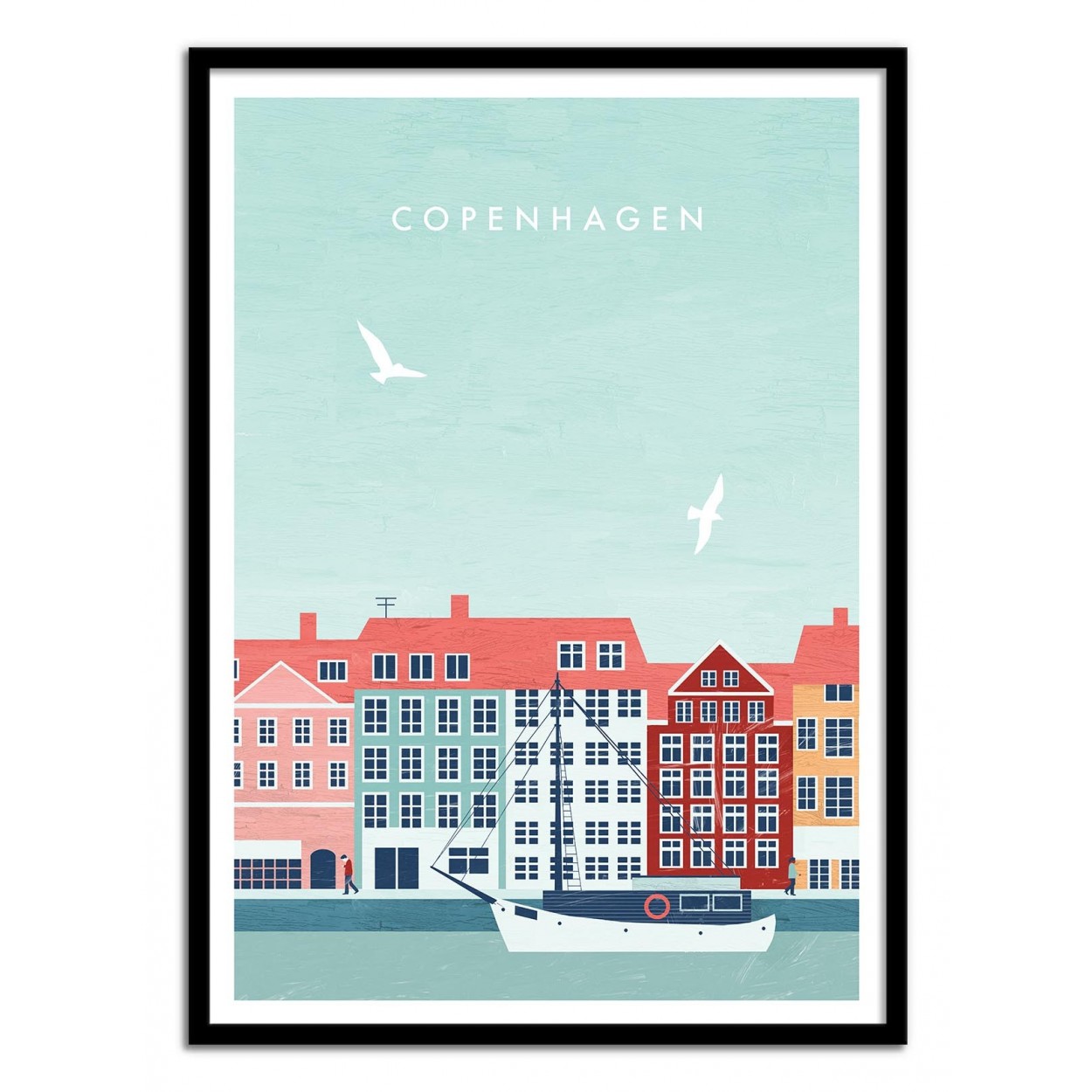 Affiche d'art avec Cadre bois noir - 50 x 70 cm - Copenhagen