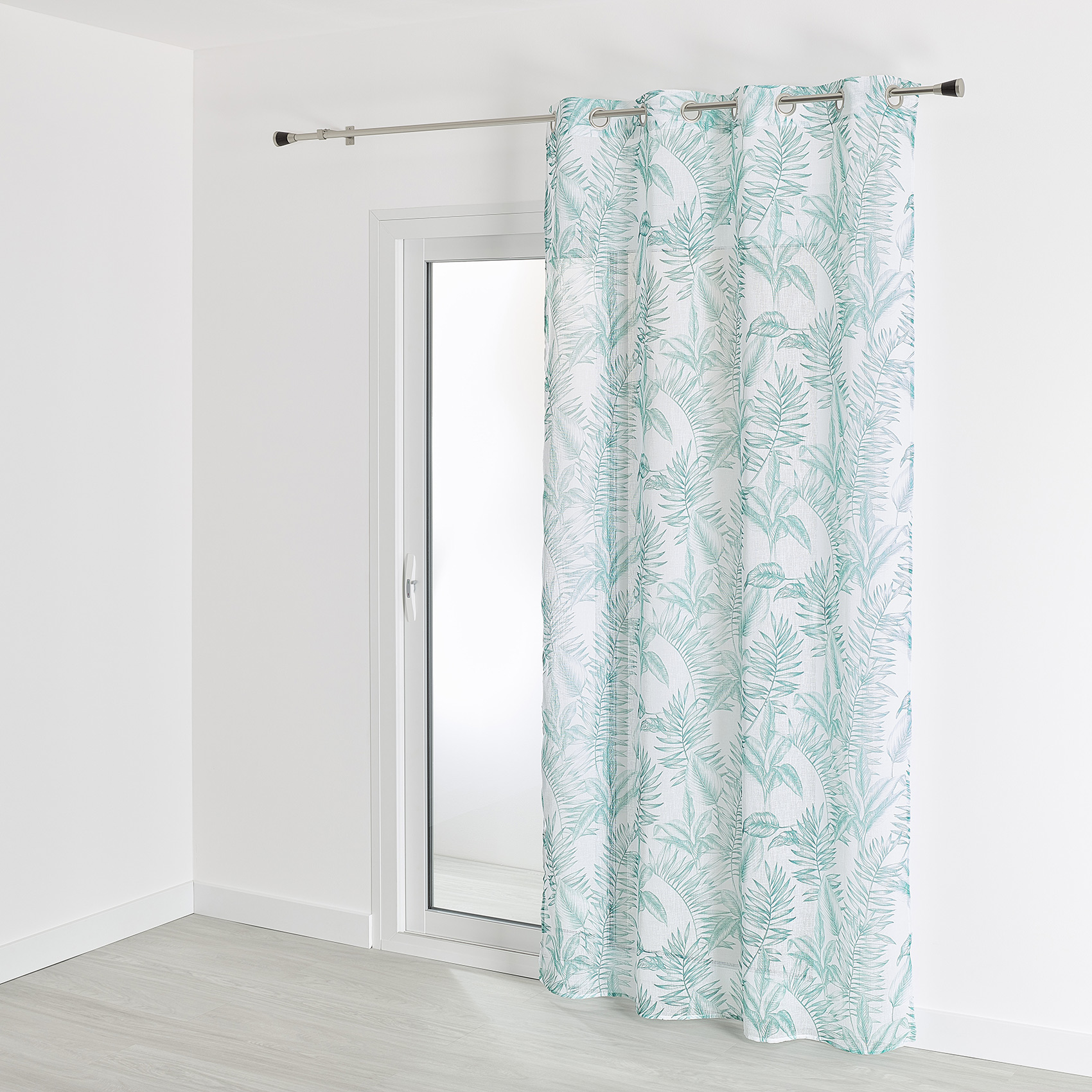 Voilage imprimé fili etamine bleu 240x140 (photo) Voilage imprimé fili etamine bleu 240x140