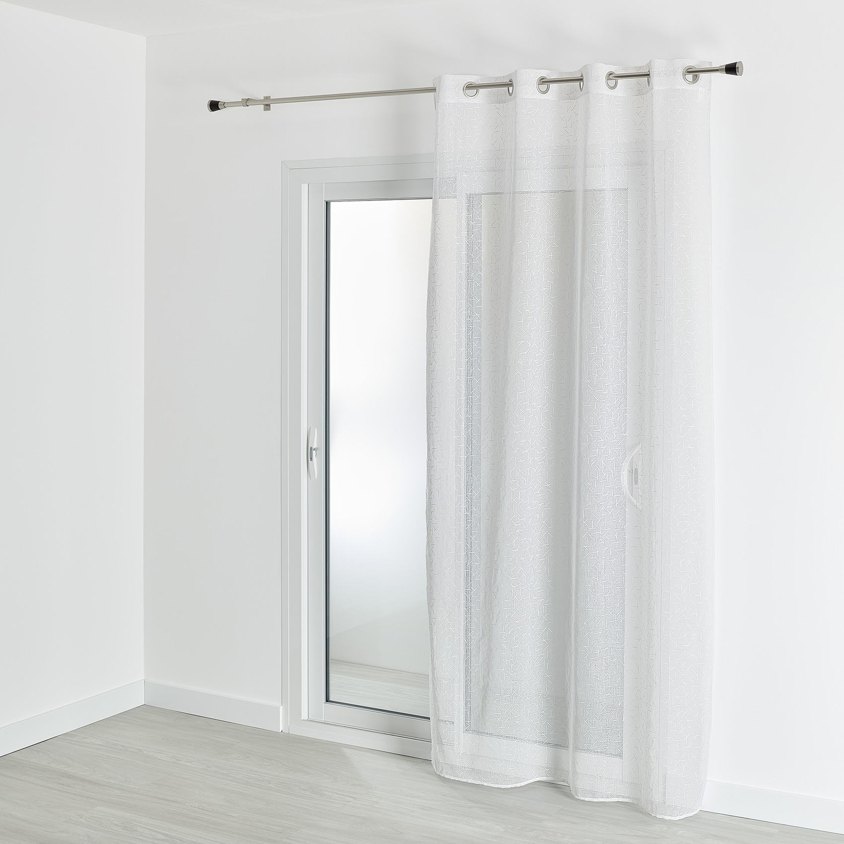 Voilage à fantaisie géométrique et étamine etamine blanc 240x140 Voilage à fantaisie géométrique et étamine etamine blanc 240x140