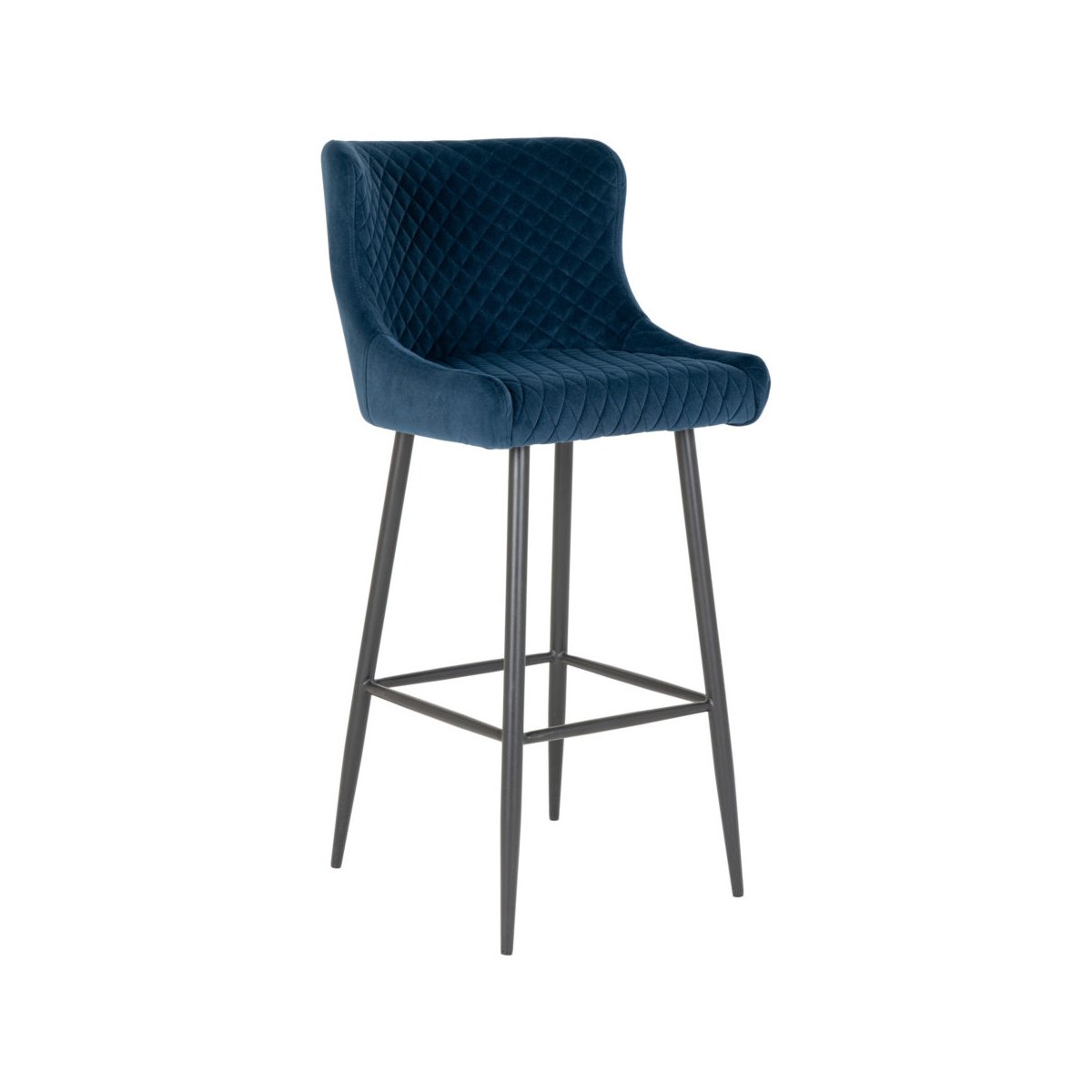 Tabouret de bar en velours matelassé bleu Tabouret de bar en velours matelassé bleu