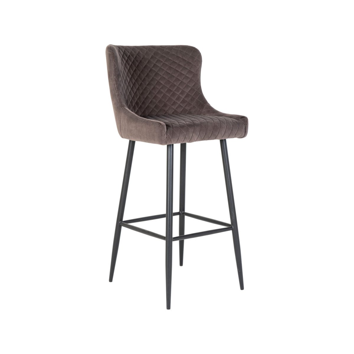 Tabouret de bar en velours matelassé Gris