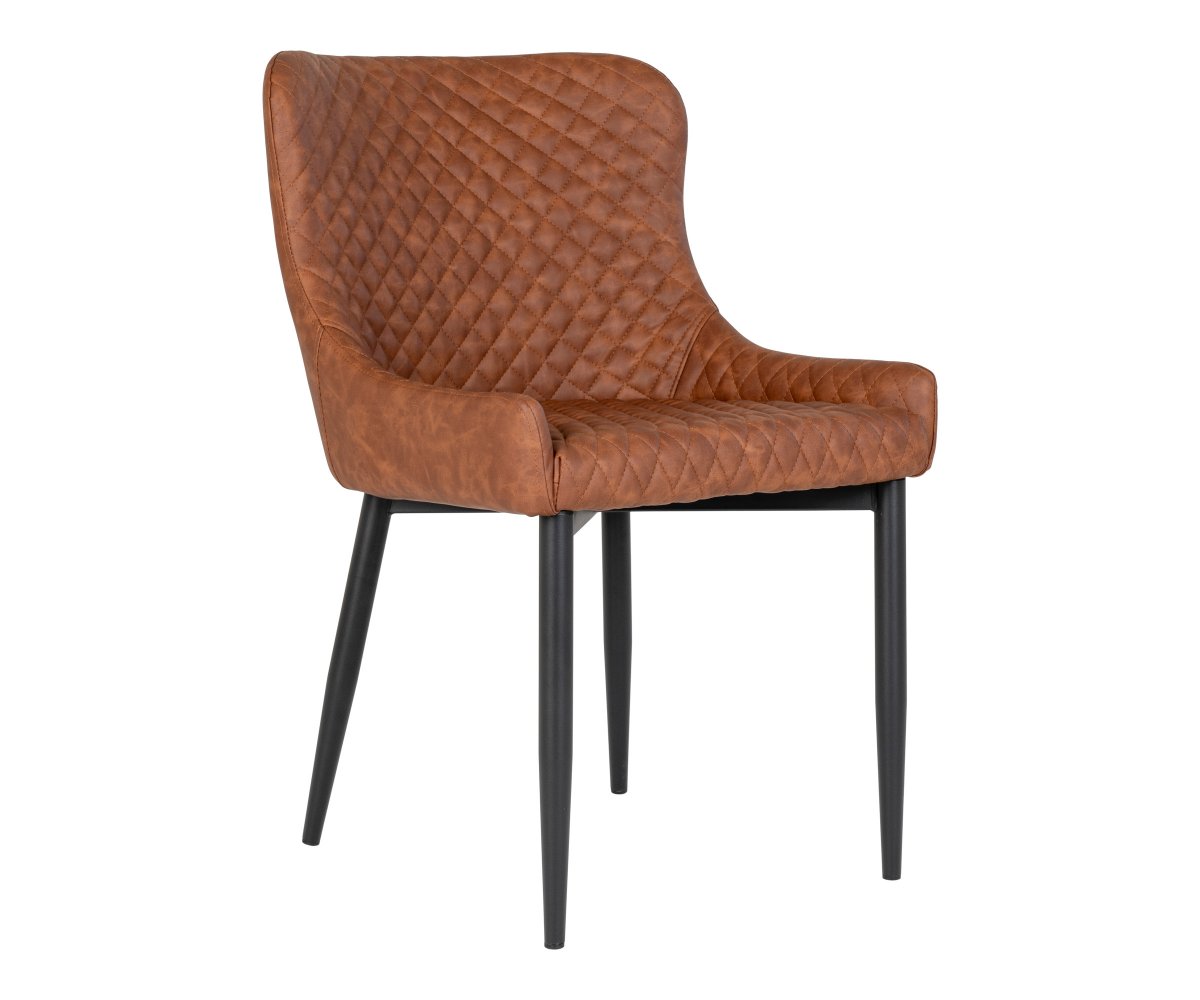Chaise moderne en simili cuir avec accoudoirs marron