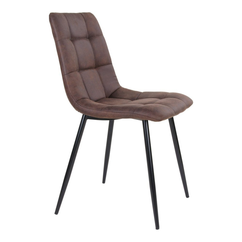 Chaise design en tissu pieds métal marron Chaise design en tissu pieds métal marron