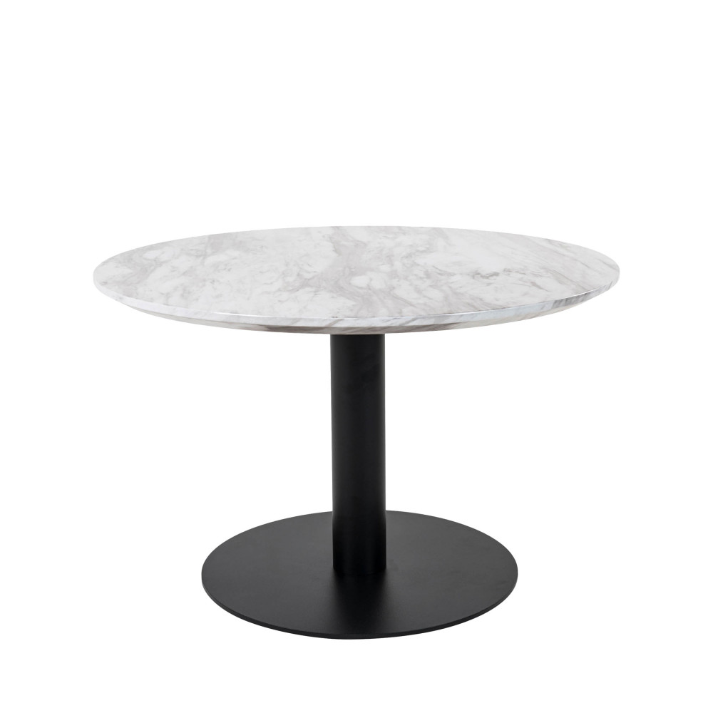 Table basse aspect marbre et métal D70xh45cm noir / blanc