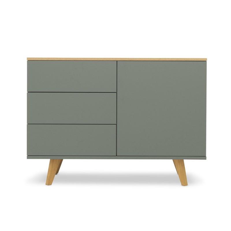 Petit buffet 109cm en bois plateau chêne Gris
