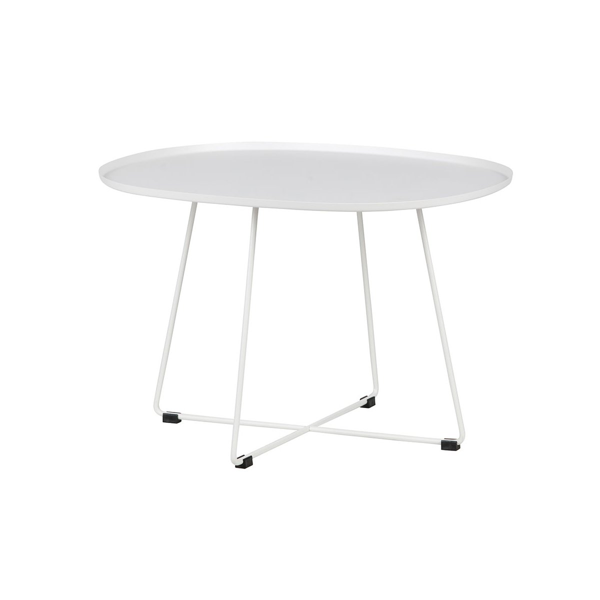 Table basse design minimaliste ovale métal blanc