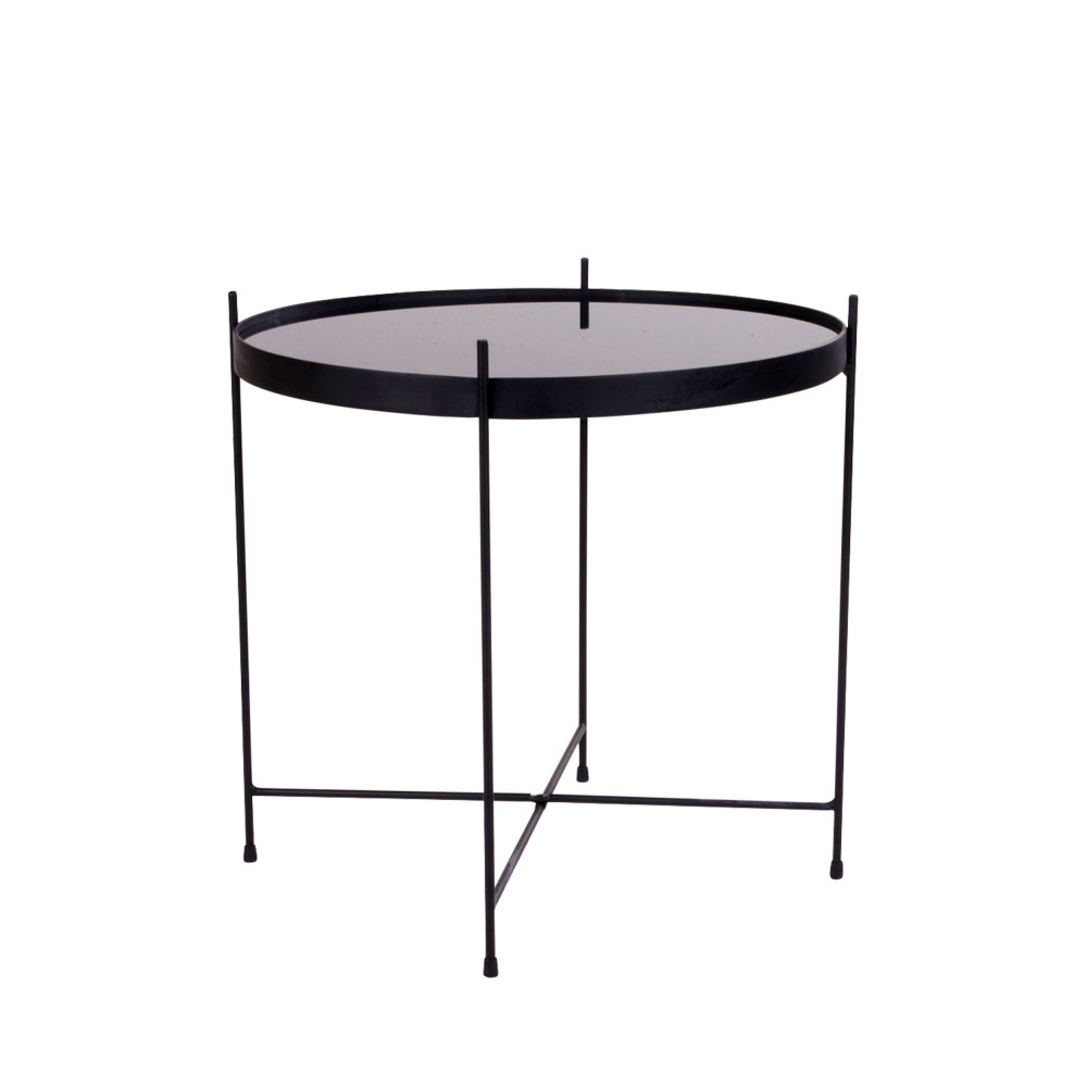 Table basse ronde 48cm en verre et métal