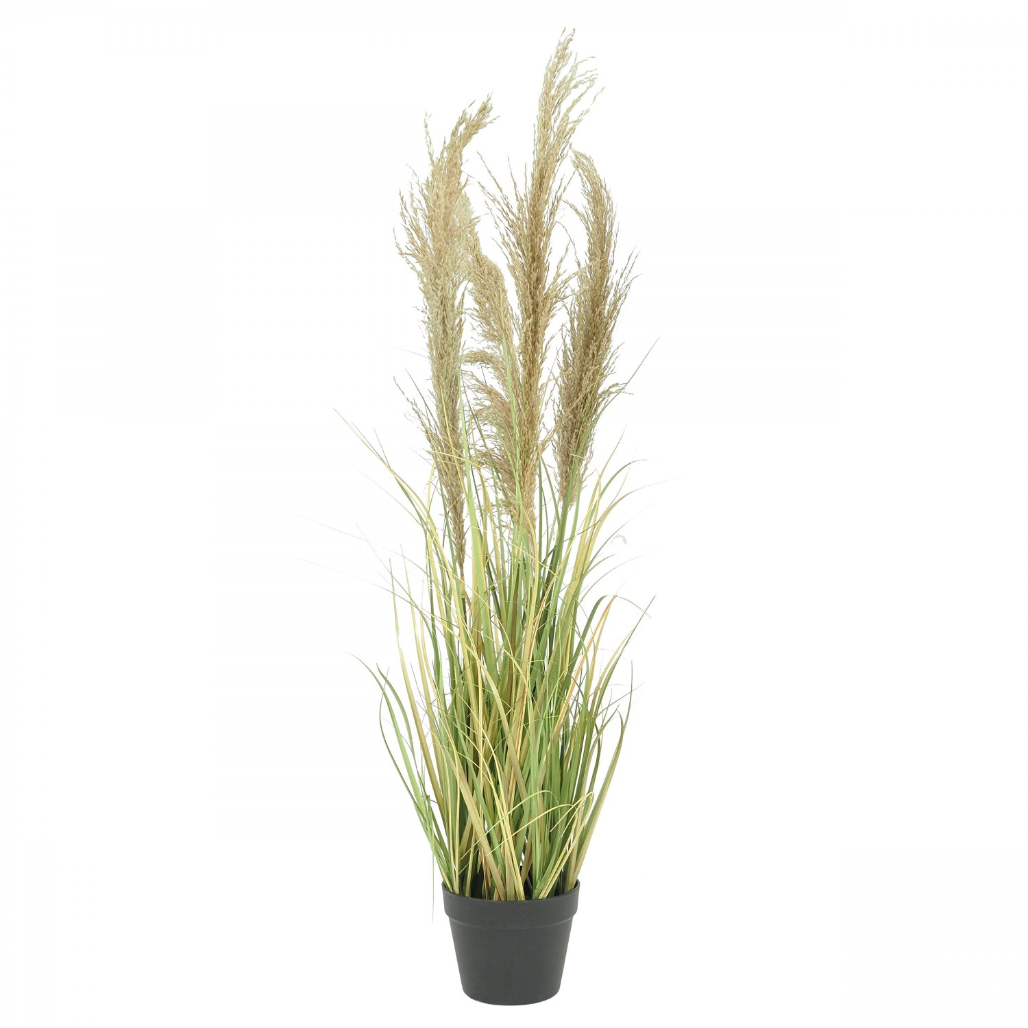 Herbe de la pampa artificielle 4 plumeaux naturels en pot 110cm Herbe de la pampa artificielle 4 plumeaux naturels en pot 110cm