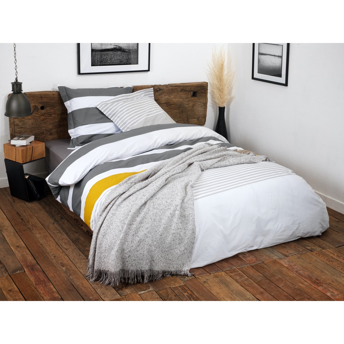 Parure de couette Percale de Coton - Gris - 220x240 cm